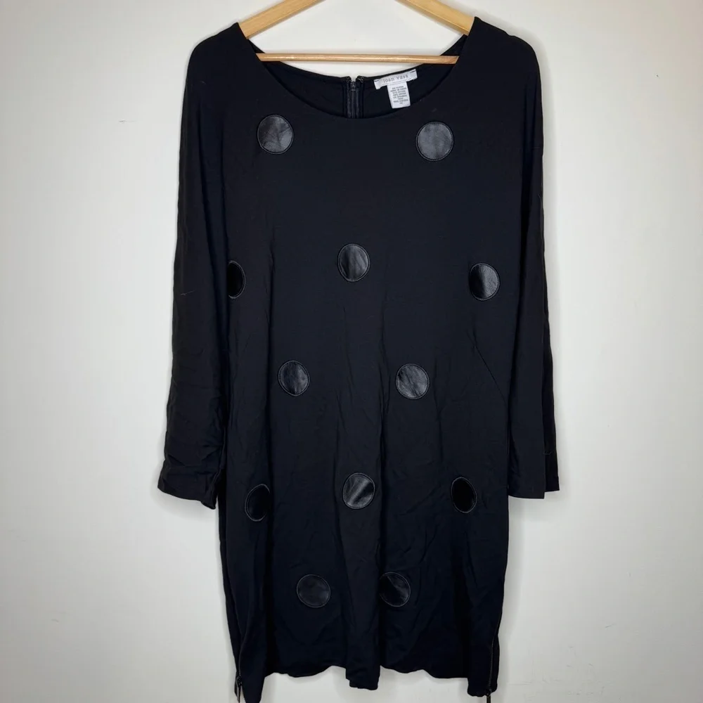 Joan Vass Black Dress with Polka Dot Accents - Picture 2 of 6
